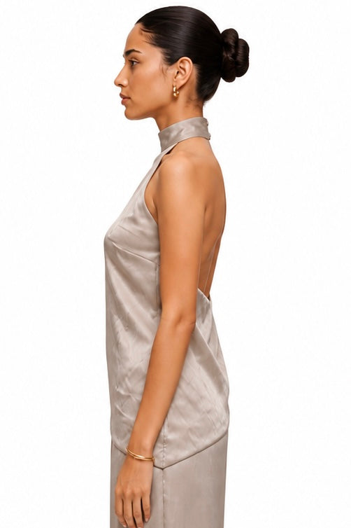 THE SERENITY OPEN BACK SATIN TOP