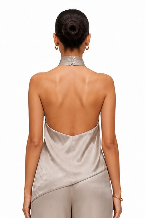 THE SERENITY OPEN BACK SATIN TOP