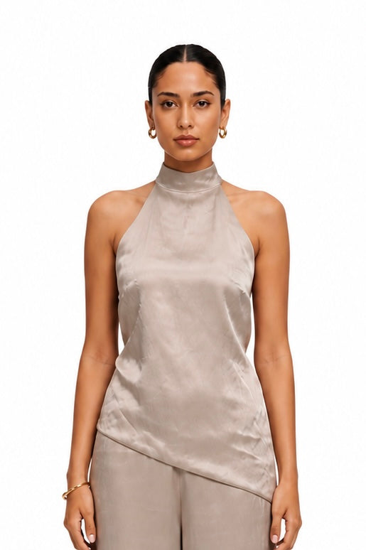 THE SERENITY OPEN BACK SATIN TOP