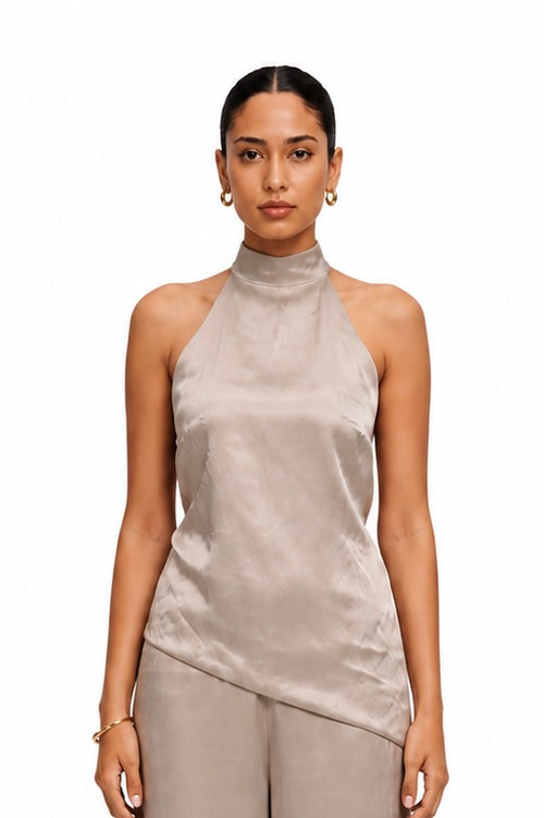 THE SERENITY OPEN BACK SATIN TOP
