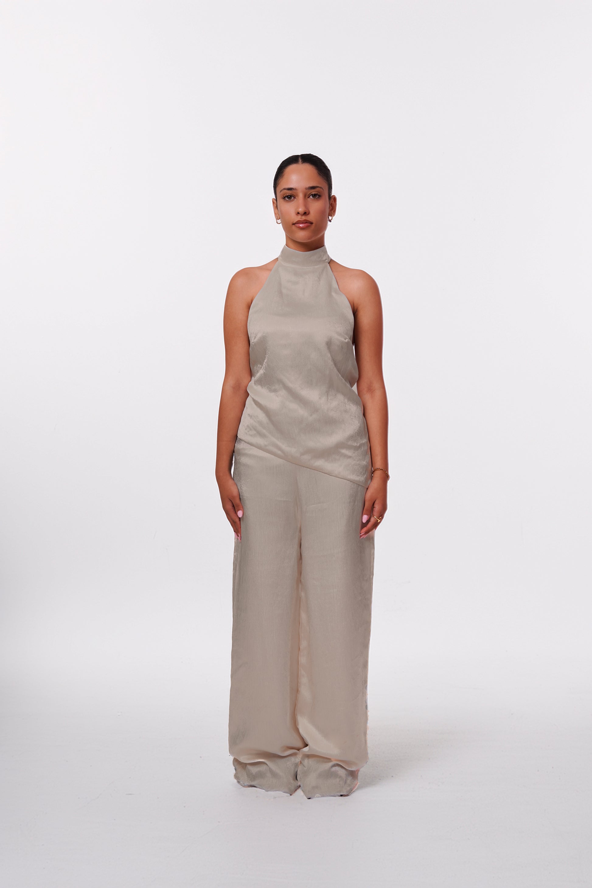 THE SERENITY OPEN BACK SATIN TOP